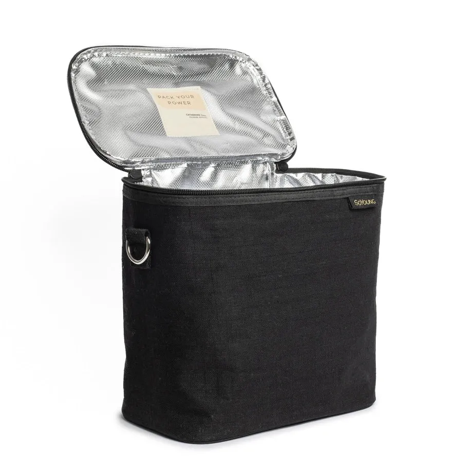 SoYoung, Black Linen Lunch Poche