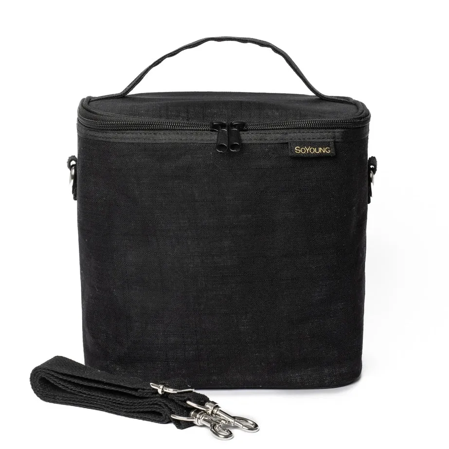 SoYoung, Black Linen Lunch Poche