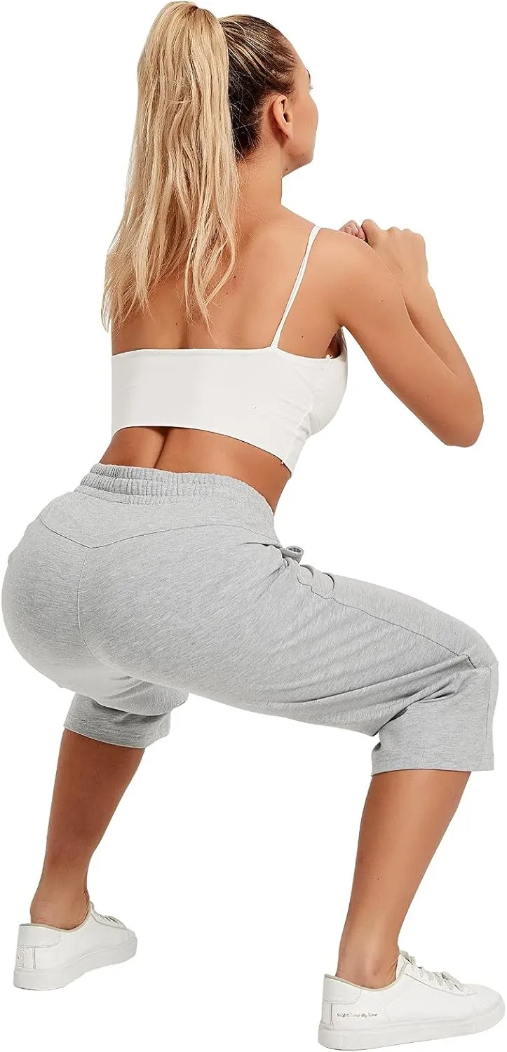 SPECIALMAGIC Women Capri Pants Cotton Yoga Wide Leg Pajama Pants Capris Sweatpants Sports