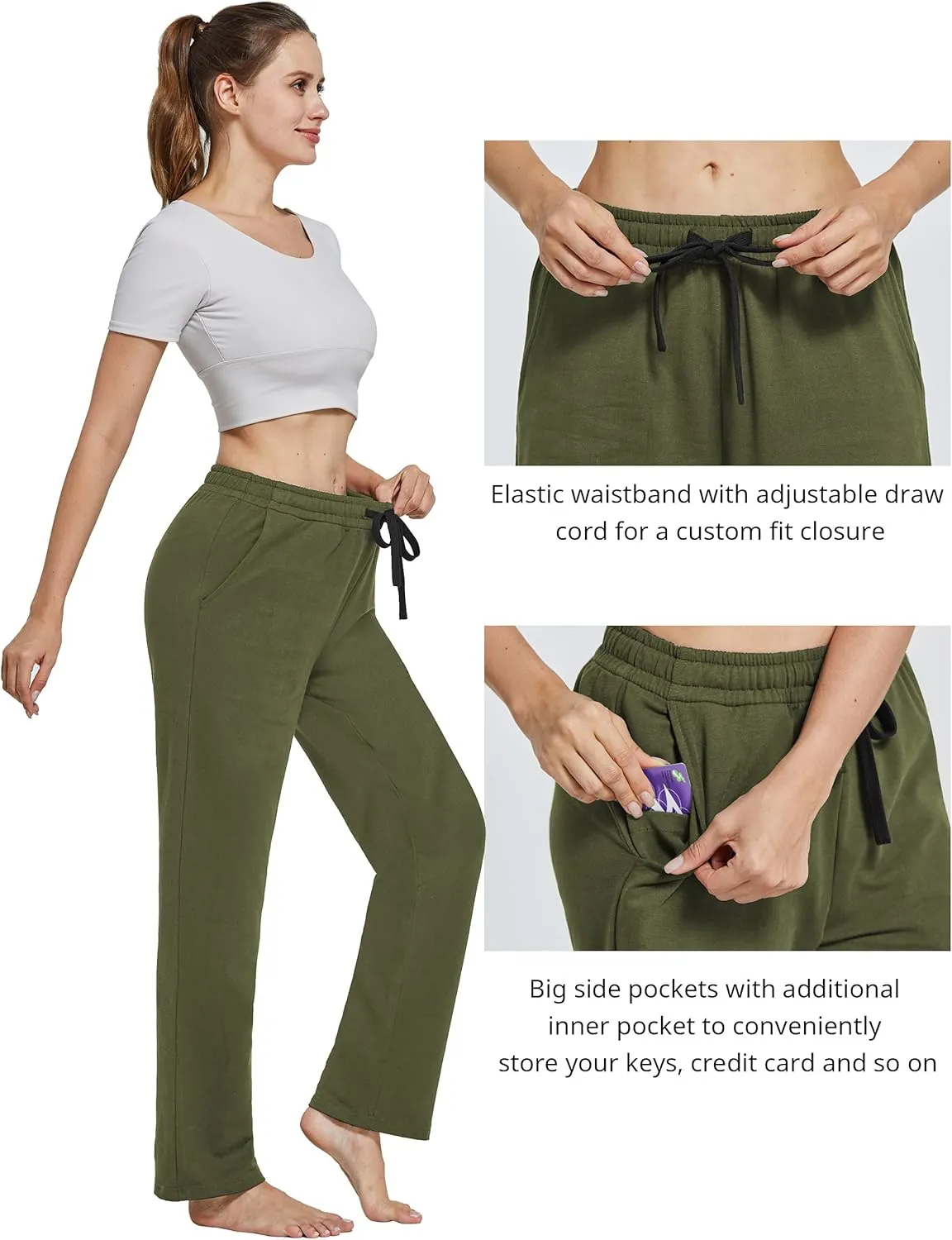 SPECIALMAGIC Women Yoga Sweatpants Pajama Wide Leg Cotton Drawstring Lounge Pants Leisure