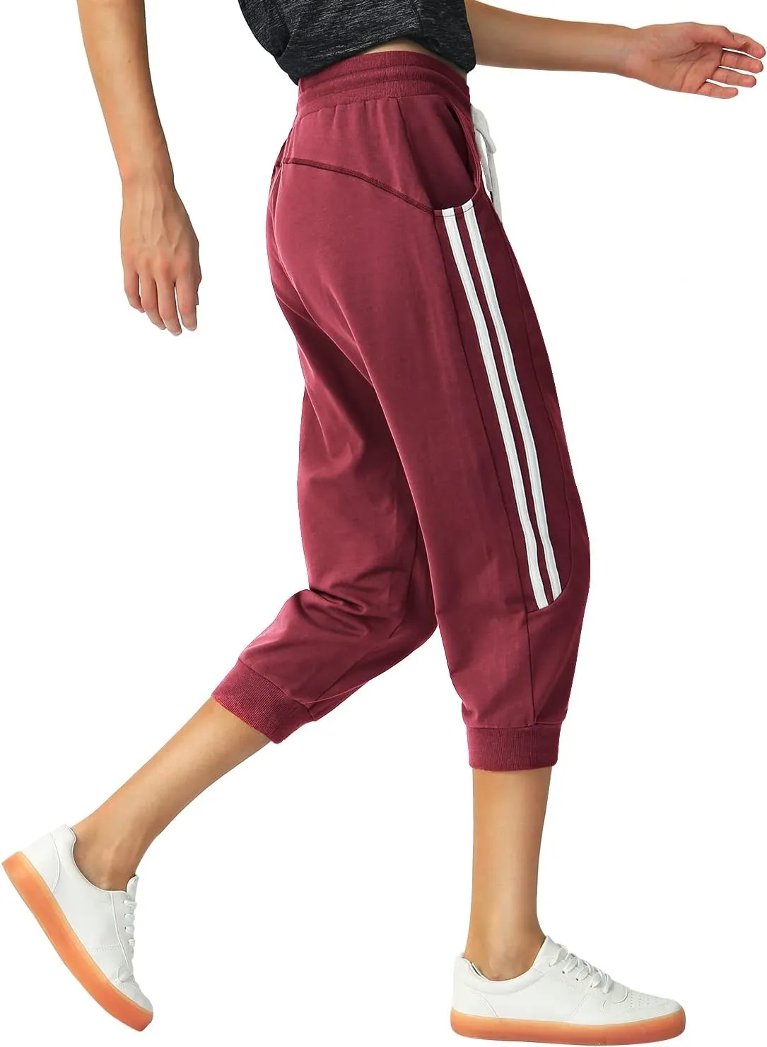 SPECIALMAGIC Women's Capri Pants Cropped Joggers with Pockets Elastic Waist Drawstring Capri Sweatpants