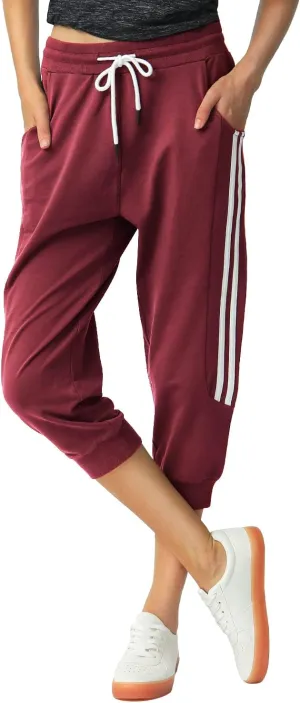 SPECIALMAGIC Women's Capri Pants Cropped Joggers with Pockets Elastic Waist Drawstring Capri Sweatpants