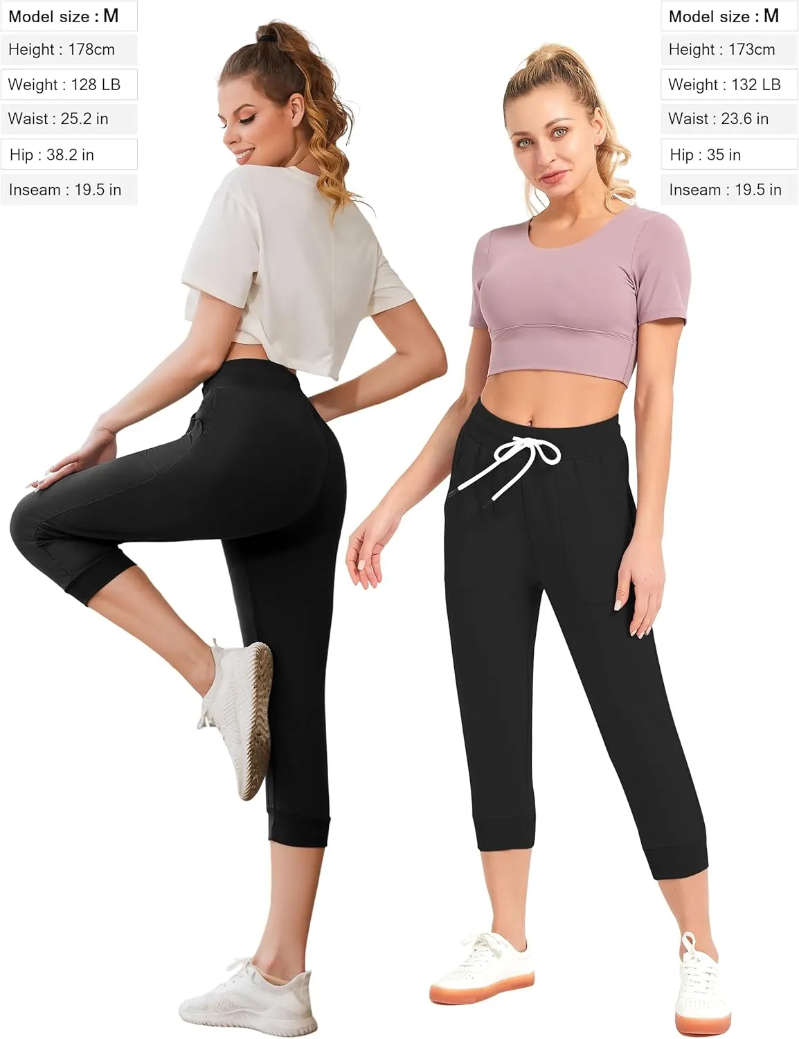 SPECIALMAGIC Women's Sweatpants Capri Pants Cropped Jogger Running Pants Lounge Loose Fit Drawstring Waist with Side Pockets