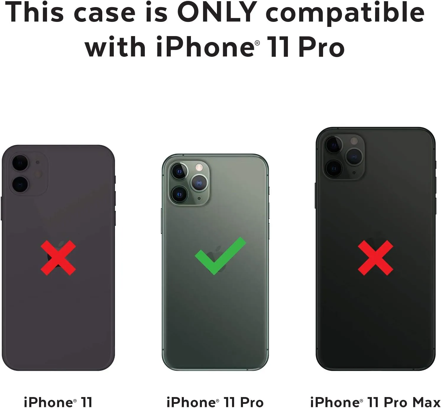Speck CandyShell Grip iPhone 11 Pro Case, White/Black (128835-1909)
