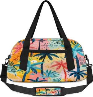 Sport Duffel Bag Colorful Coconut Trees Kids Gym Bag Weekender Overnight Bags for Boys Girls Teens Carry On Workout Travel Bag
