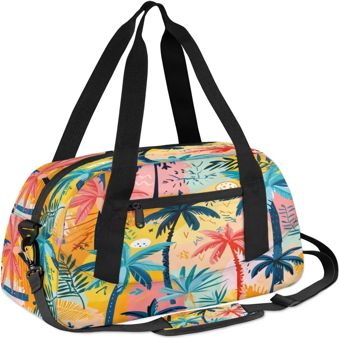 Sport Duffel Bag Colorful Coconut Trees Kids Gym Bag Weekender Overnight Bags for Boys Girls Teens Carry On Workout Travel Bag
