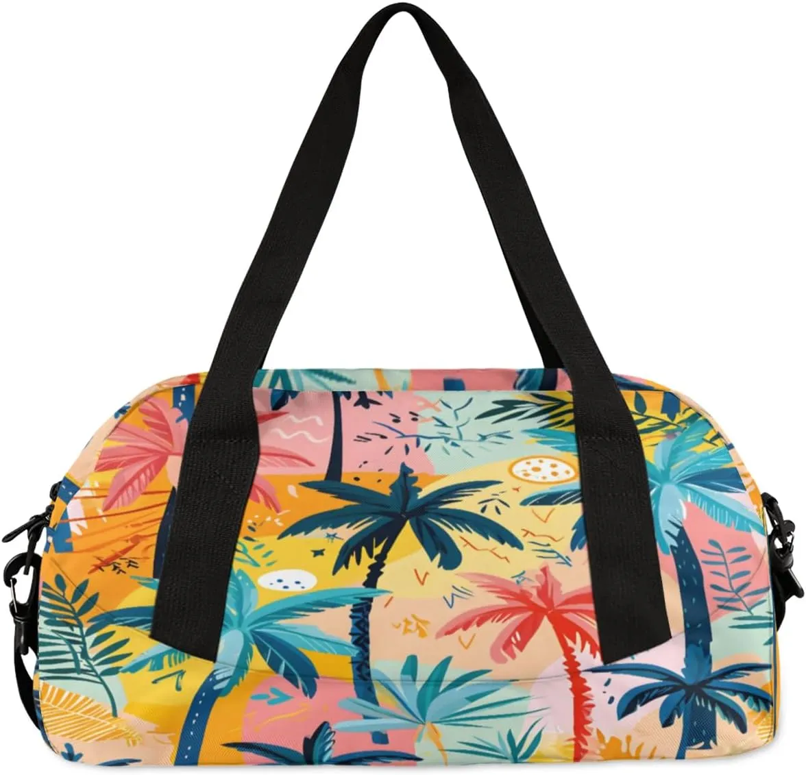 Sport Duffel Bag Colorful Coconut Trees Kids Gym Bag Weekender Overnight Bags for Boys Girls Teens Carry On Workout Travel Bag