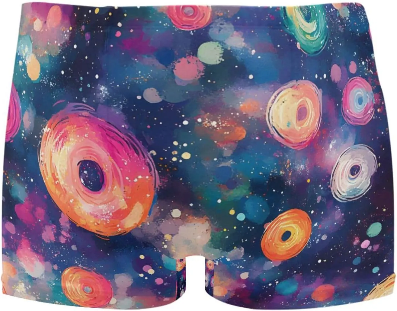 Square Leg Swim Briefs for Men, Doodle Circle Print Athletic Jammers Swimsuit Shorts S