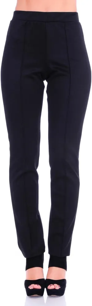 SR Women's Solid Stretch Straight Leg Slim Fit Pants, Large, Black