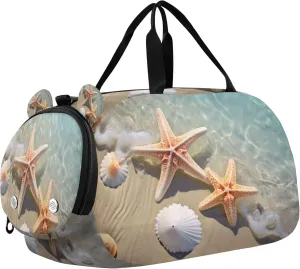 Starfish Shell Kids Overnight Sports Duffel Bags with Shoe Compartment & Wet Pocket Travel Sport Gym Bag for Girls Boys