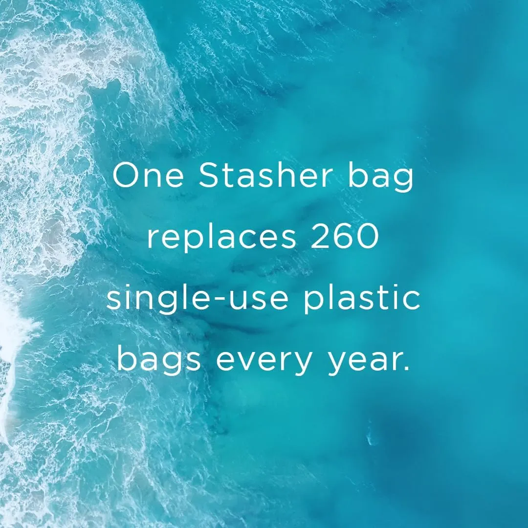 Stasher Premium Silicone Reusable Food Storage Pocket Bags, 2-Pack, Clear   Aqua | Multi-Use Food Storage Bags, Lunch Bag, Travel Containers | BPA Free, Leak-free, Dishwasher-Safe, Eco-friendly, 4 Oz