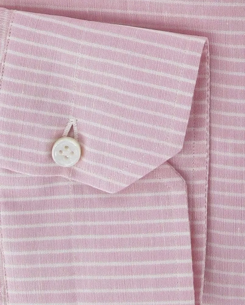 Stripes Button Down Cotton Blend Slim Fit Dress Shirt