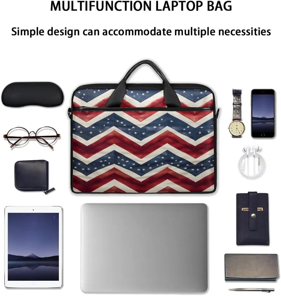 Stripes Flag Stars 15 Inch Laptop Bag Laptop Shoulder Bag Computer Cases for Laptops or Tablets