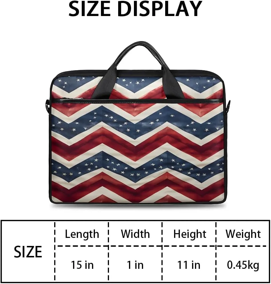 Stripes Flag Stars 15 Inch Laptop Bag Laptop Shoulder Bag Computer Cases for Laptops or Tablets