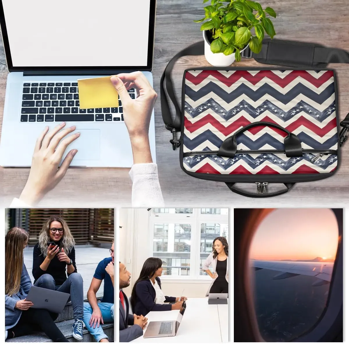 Stripes Flag Stars 15 Inch Laptop Bag Laptop Shoulder Bag Computer Cases for Laptops or Tablets