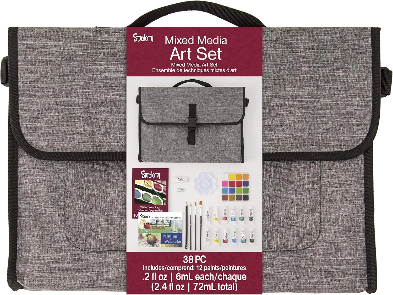 Studio 71 Mixed Media Messenger Bag, 37 Pieces Art Set, Assorted