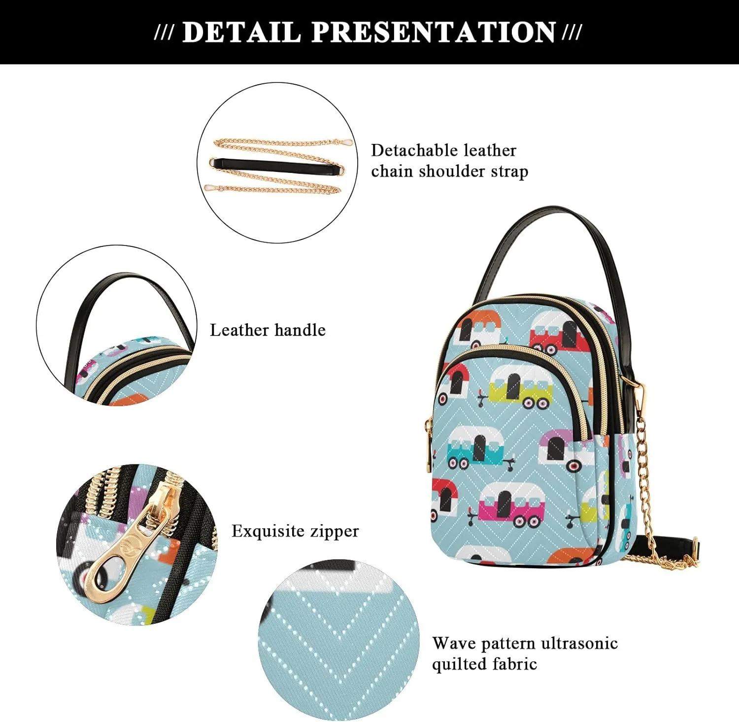 SUABO Crossbody Bag for Women, Cute Phone Purse Detachable Chain Bag Shoulder Handbag Wallet