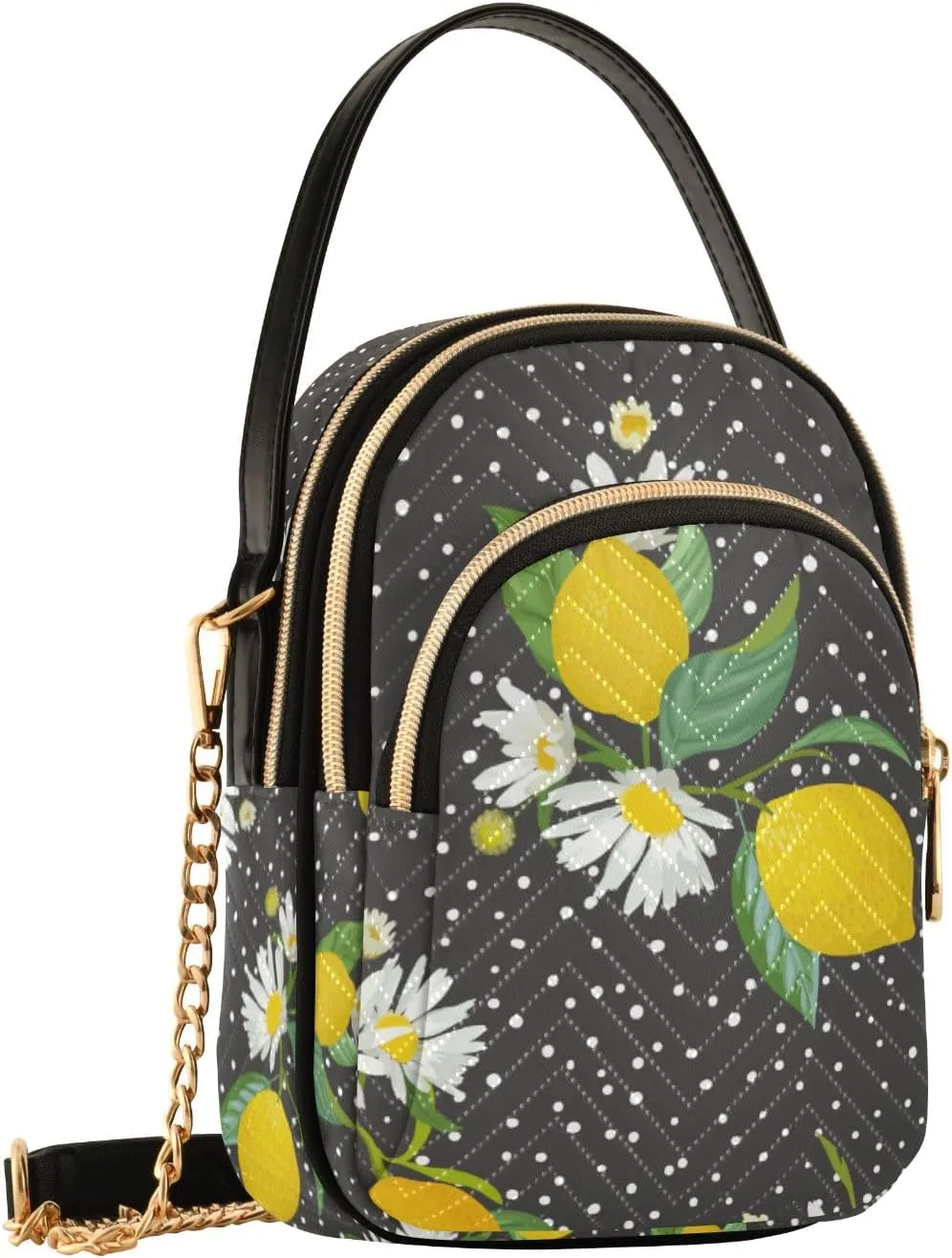 SUABO Crossbody Bag for Women, Tropic Fruits Leaves Daisy Flowers Phone Purse Detachable Chain Bag Shoulder Handbag Wallet