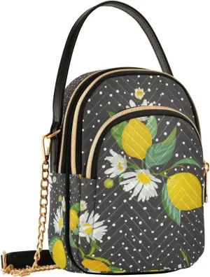 SUABO Crossbody Bag for Women, Tropic Fruits Leaves Daisy Flowers Phone Purse Detachable Chain Bag Shoulder Handbag Wallet