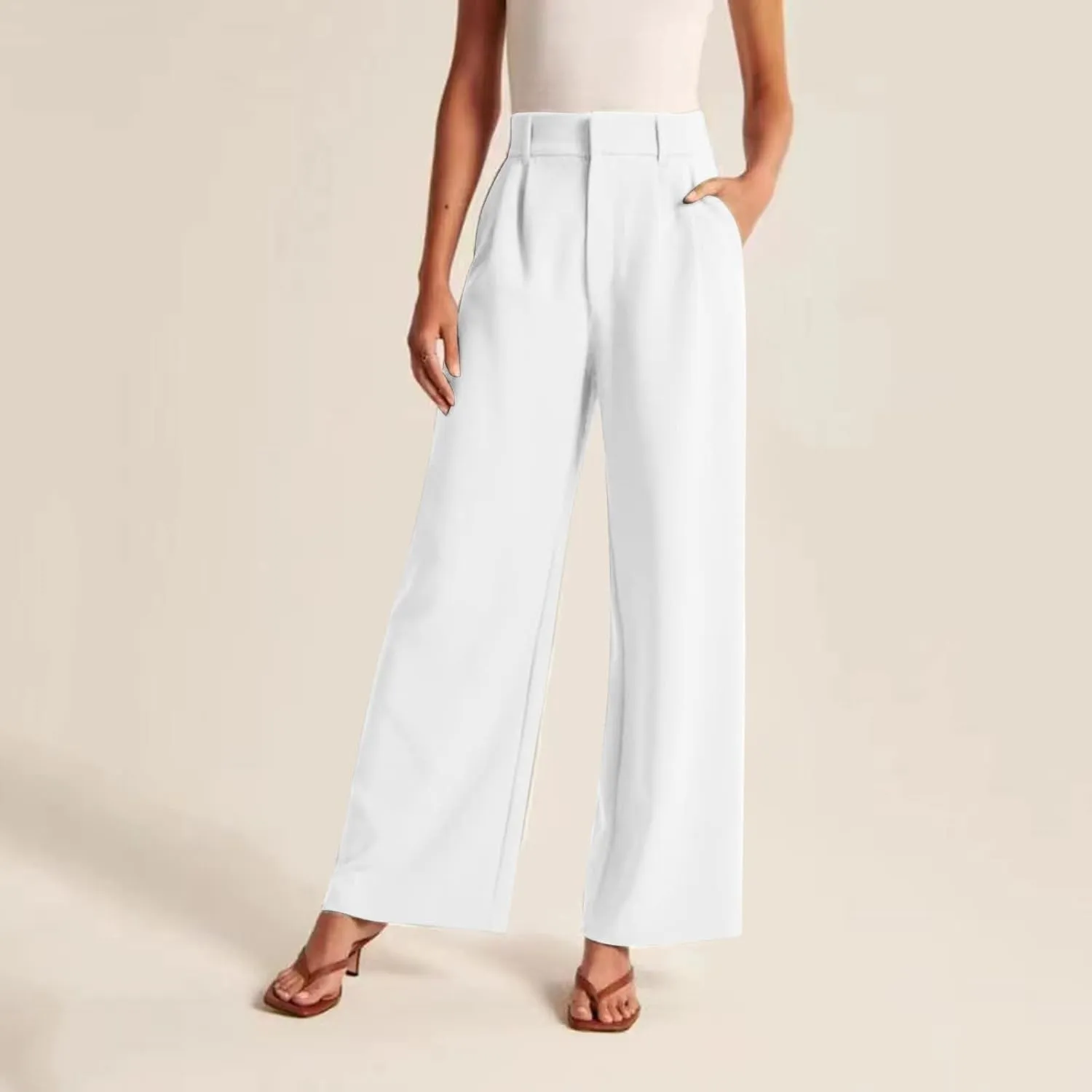 Summer Pants for Women 2024 Trendy Women Wide Leg Pants for Women Work Business Casual High Waisted Dress