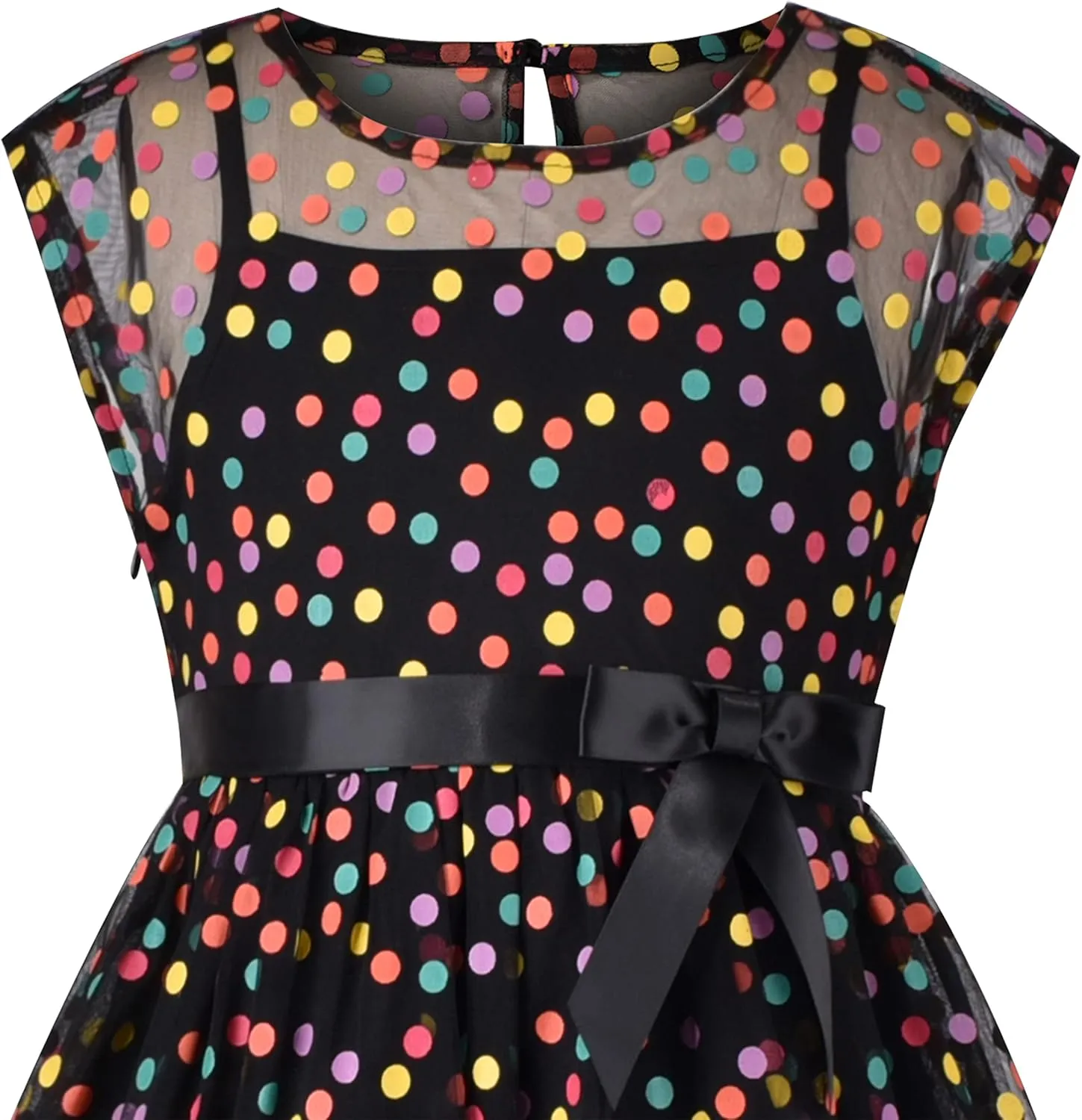 Sunny Fashion Girls Dress Caramel Star Lace Short Sleeve Pleated Collar Dress