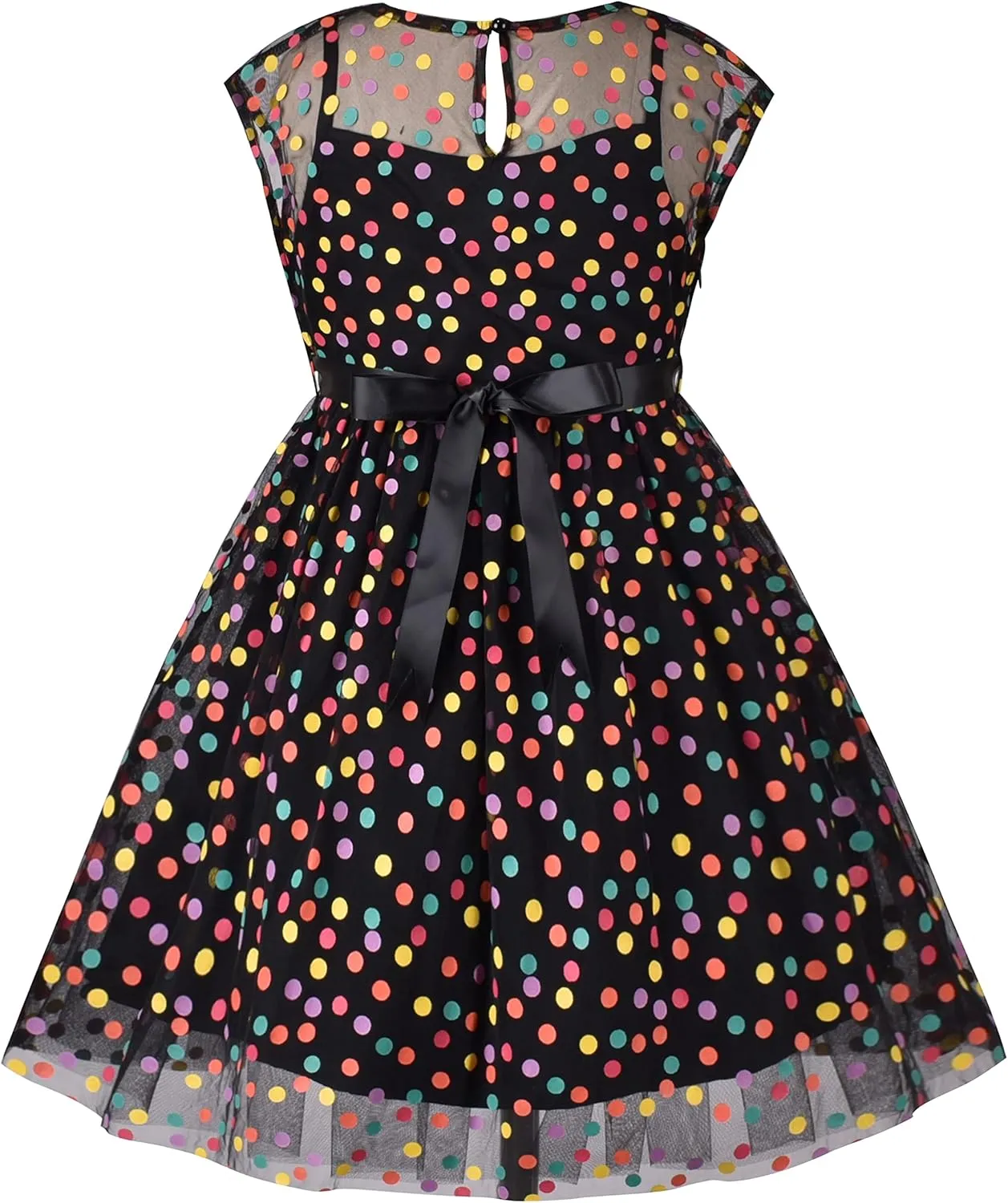 Sunny Fashion Girls Dress Caramel Star Lace Short Sleeve Pleated Collar Dress