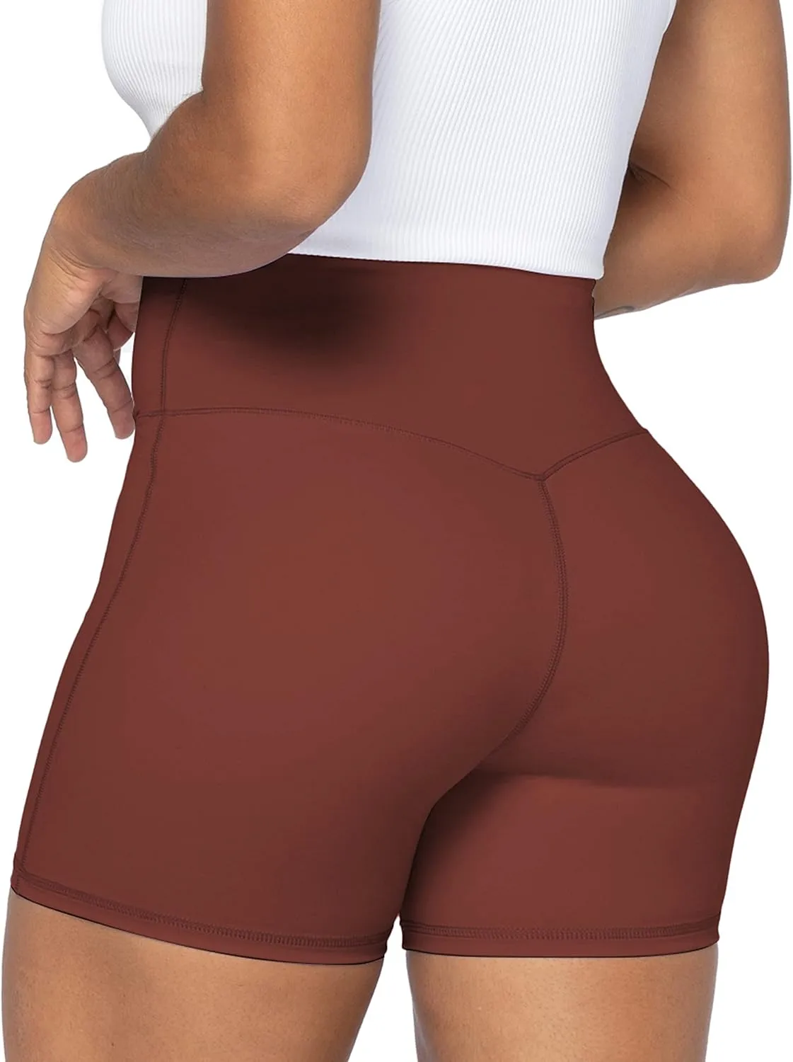 Sunzel Crossover Biker Shorts for Women, No Front Seam V High Waist Yoga Workout Gym Shorts with Tummy Control