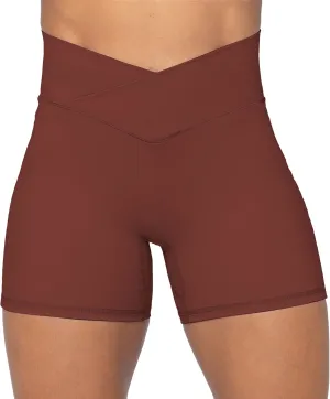 Sunzel Crossover Biker Shorts for Women, No Front Seam V High Waist Yoga Workout Gym Shorts with Tummy Control