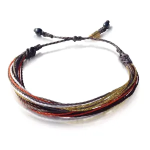 Surfer Beach String Bracelet Muted Purple Orange Metallic Gold Waxed Cord Waterproof Adjustable Drawstring Surf Bracelet Handmade by Rumi Sumaq