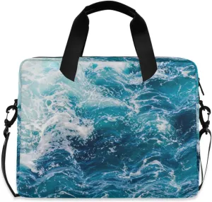 susiyo Atlantic and Blue Water Laptop Shoulder Bag, Polyester Briefcase Sleeve Messenger Bag 16-Inch Laptop Case for Men Women Work Business Travel