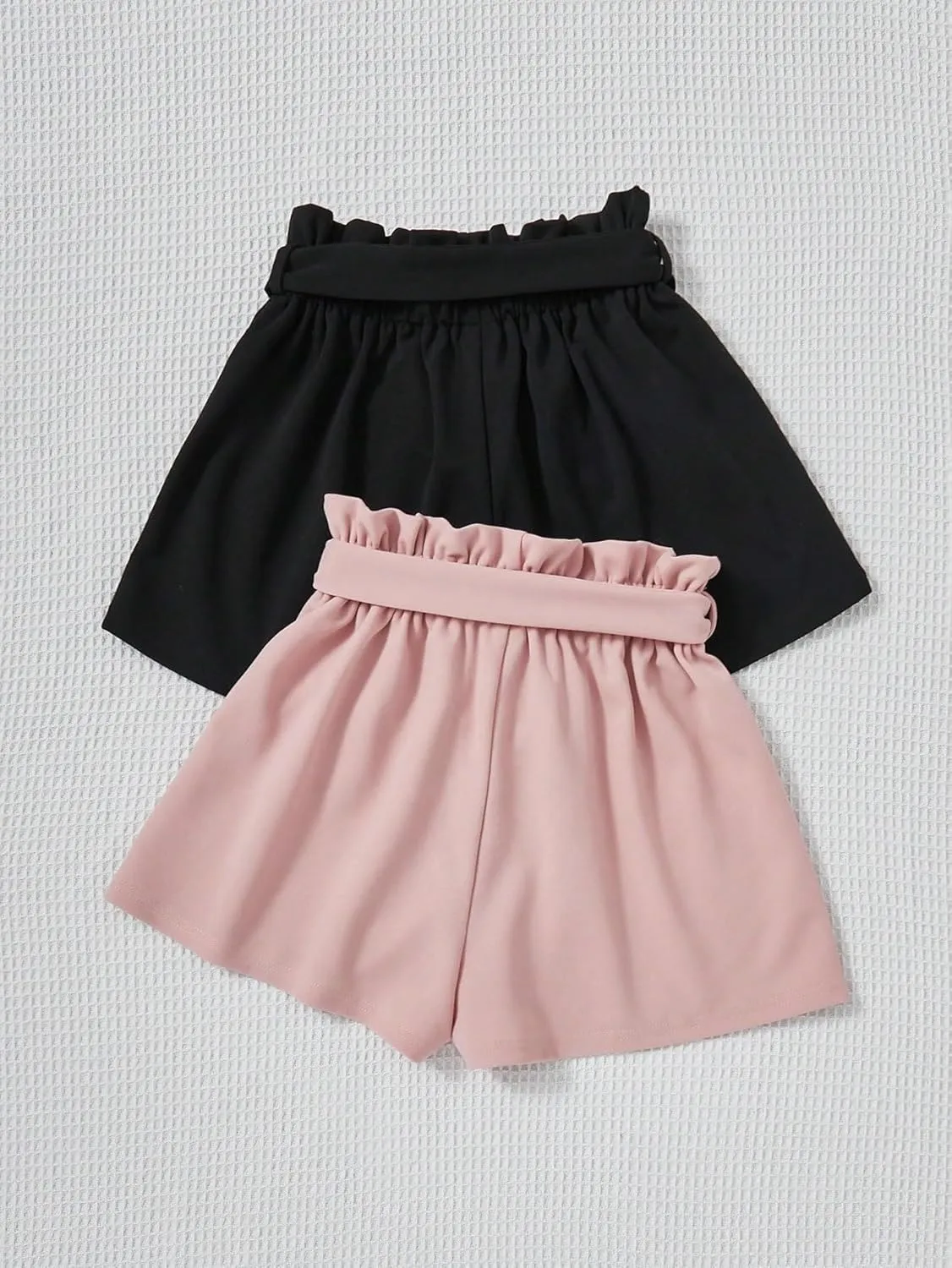 SweatyRocks Girl's 2 Piece Wide Leg Belted Shorts Solid Paperbag Waist Shorts Pants