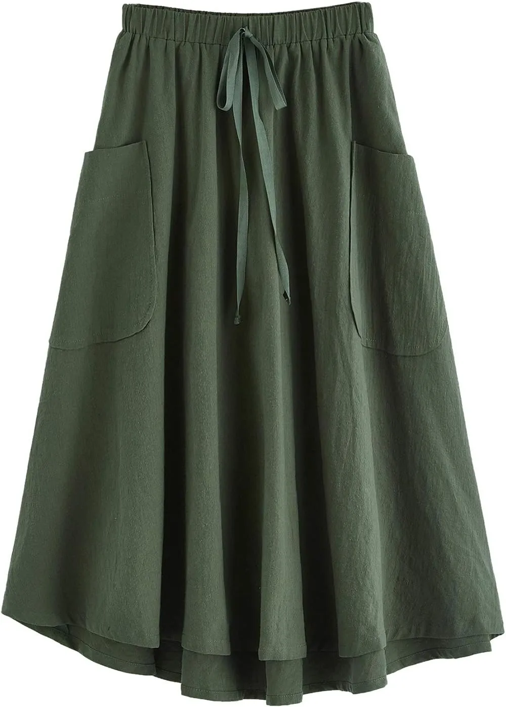 SweatyRocks Women's Casual High Waist Pleated A-Line Midi Skirt with Pocket