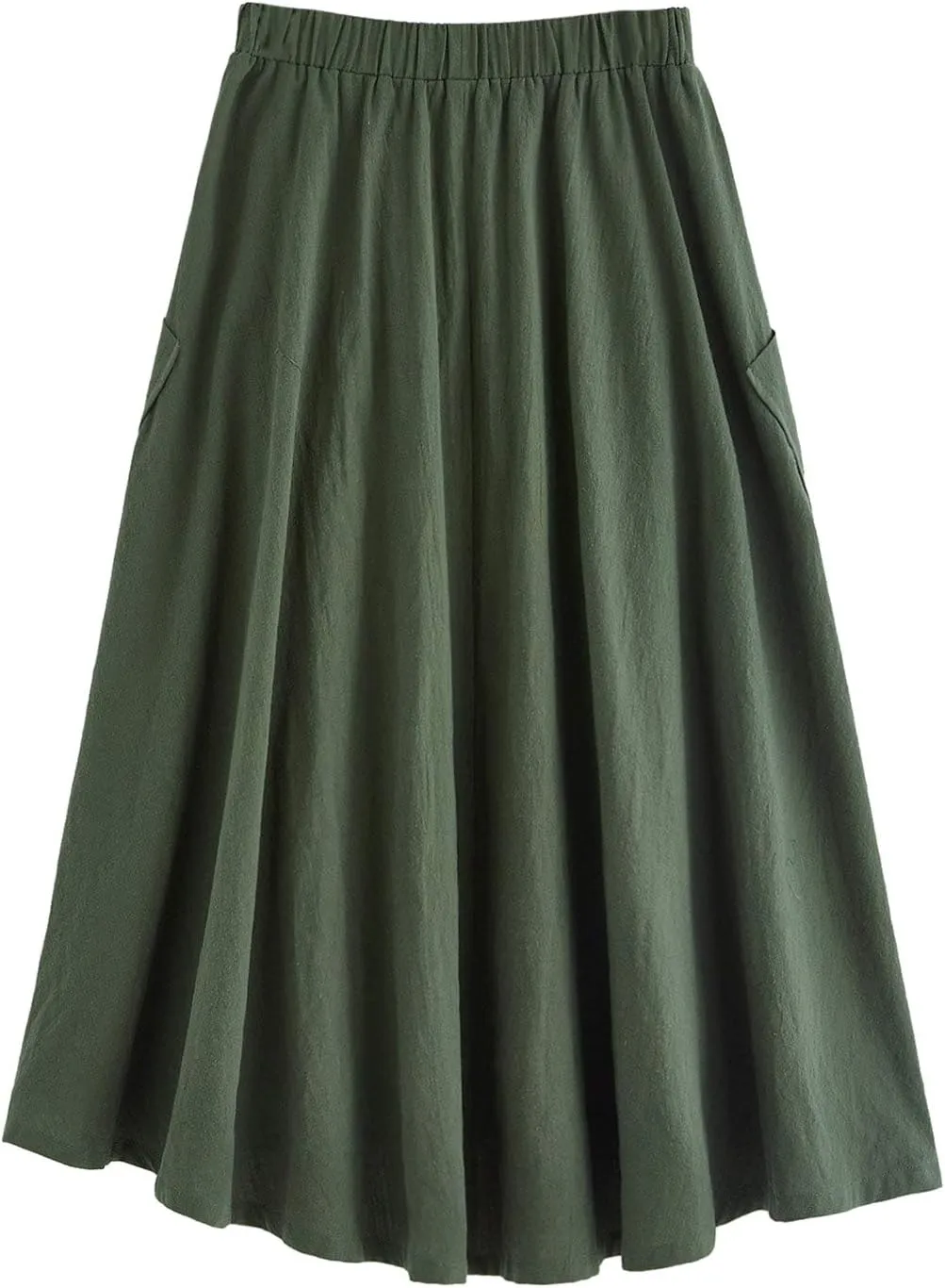 SweatyRocks Women's Casual High Waist Pleated A-Line Midi Skirt with Pocket