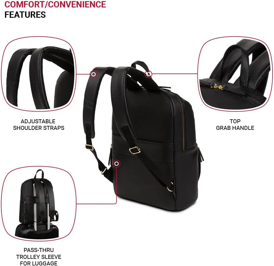 SwissGear Serenity Luxe Women's Laptop Backpack, Black, 16 Inches