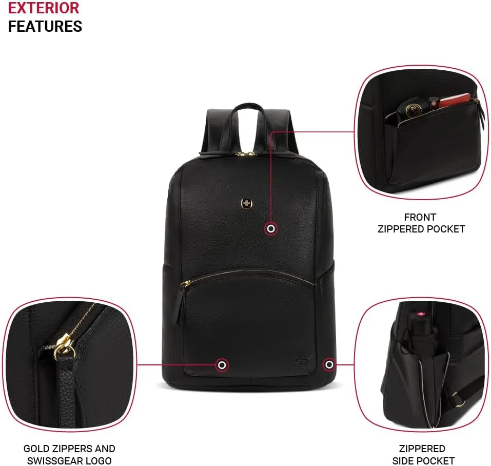 SwissGear Serenity Luxe Women's Laptop Backpack, Black, 16 Inches