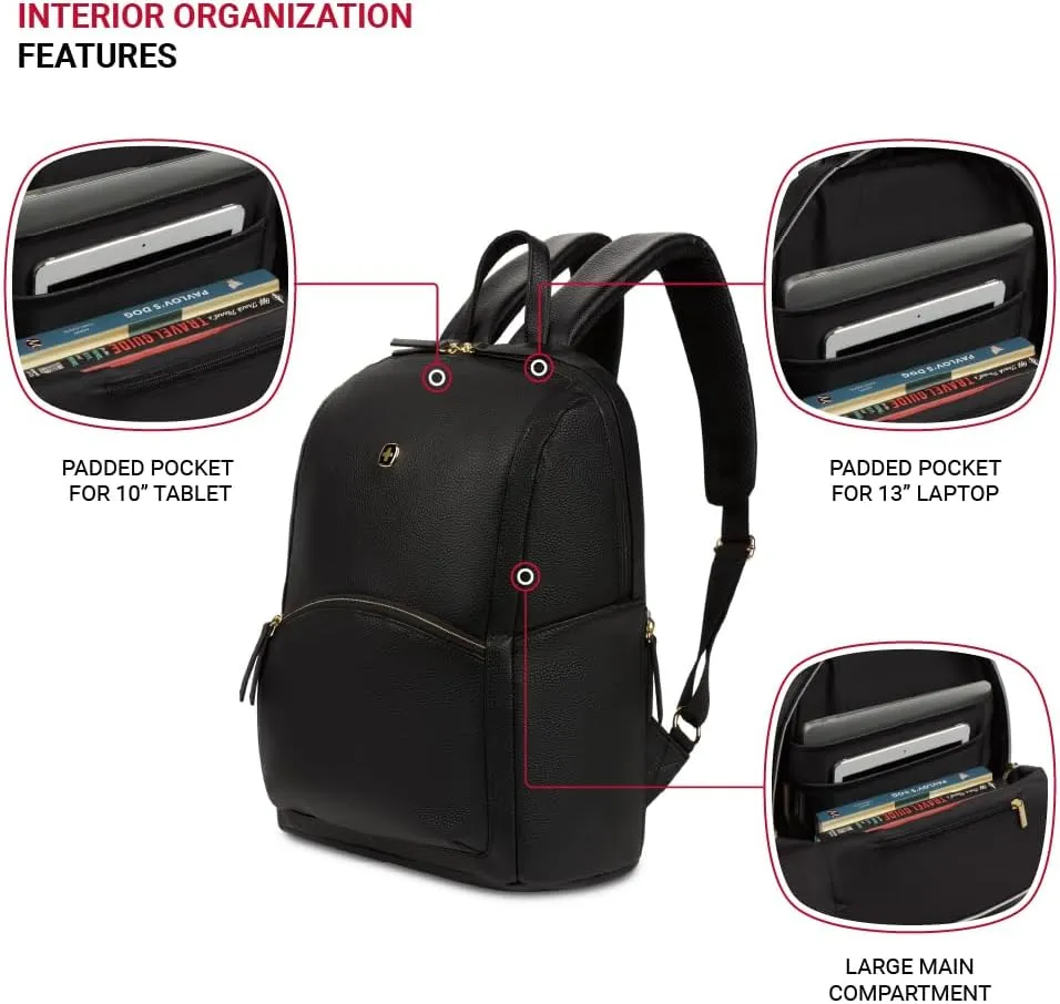 SwissGear Serenity Luxe Women's Laptop Backpack, Black, 16 Inches