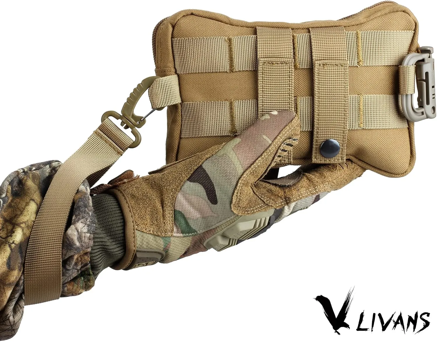 Tactical K9 Side Bag, Small Horizontal Molle Pouch for Service Dog Harness Tactical Dog Vest Attachment Saddlebag Bone Shape for K9 Military, Training
