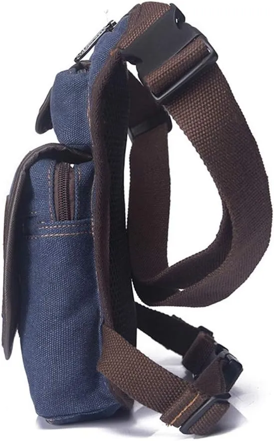 Tactical Thigh Drop Leg Bag for Men Fanny Pack Military Motorcycle Rider Multi-Pocket Waist Bags Mens Travel Hiking Climbing Cycling Outdoors (Blue)