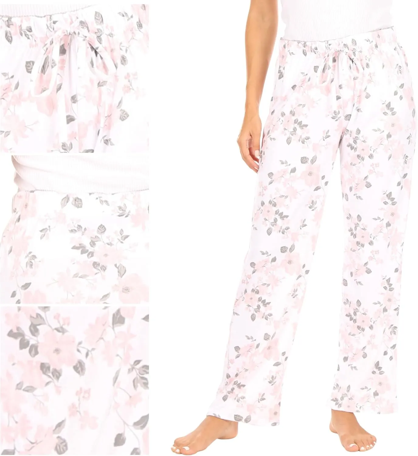 Tahari Women's Drawstring Elastic Waistband Straight Leg Pajama Pants