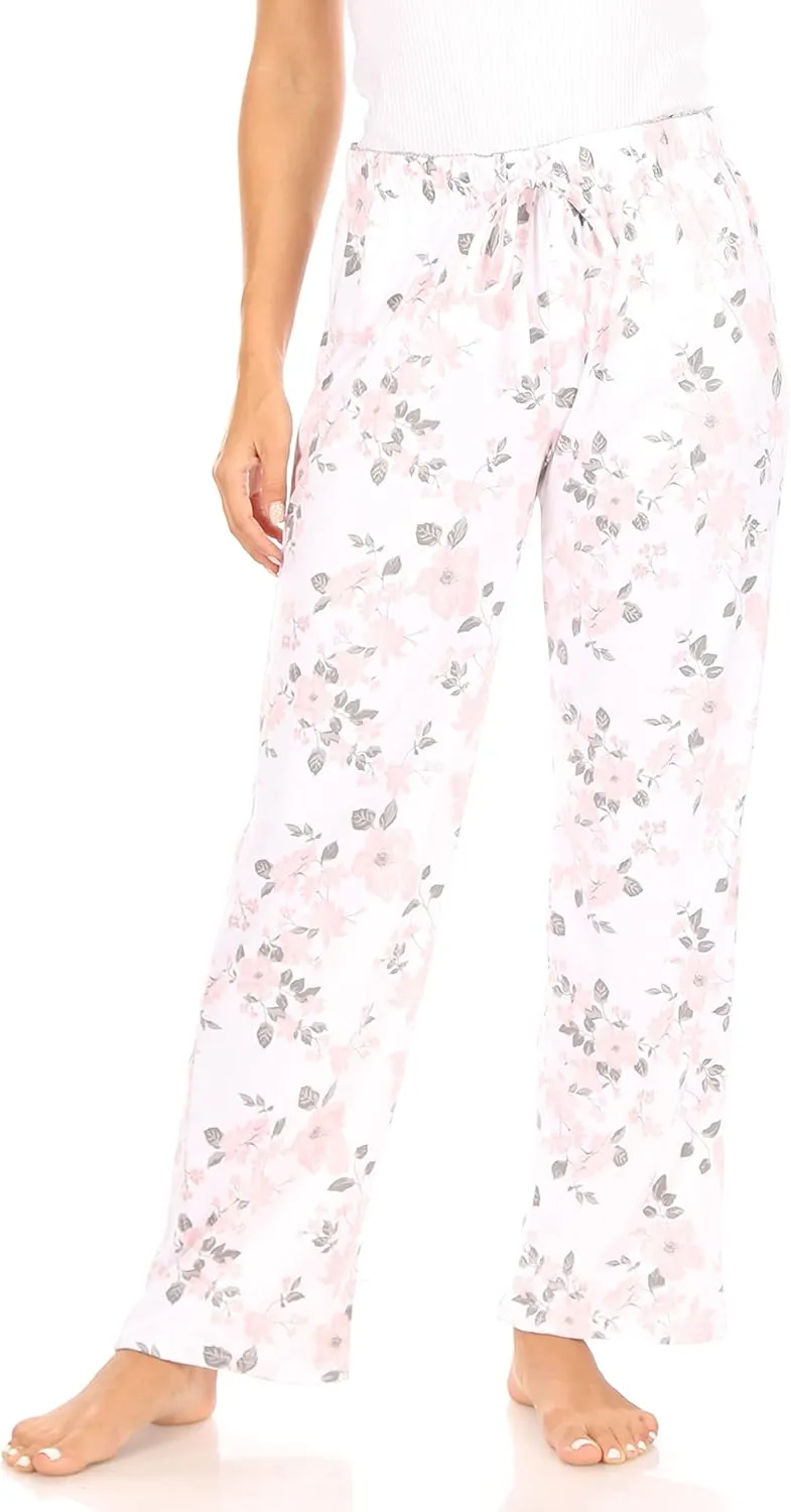 Tahari Women's Drawstring Elastic Waistband Straight Leg Pajama Pants