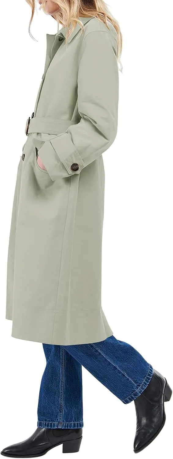 Tankaneo Womens Trench Coats Single Breasted Long Windproof Overcoat with Pockets and Belt