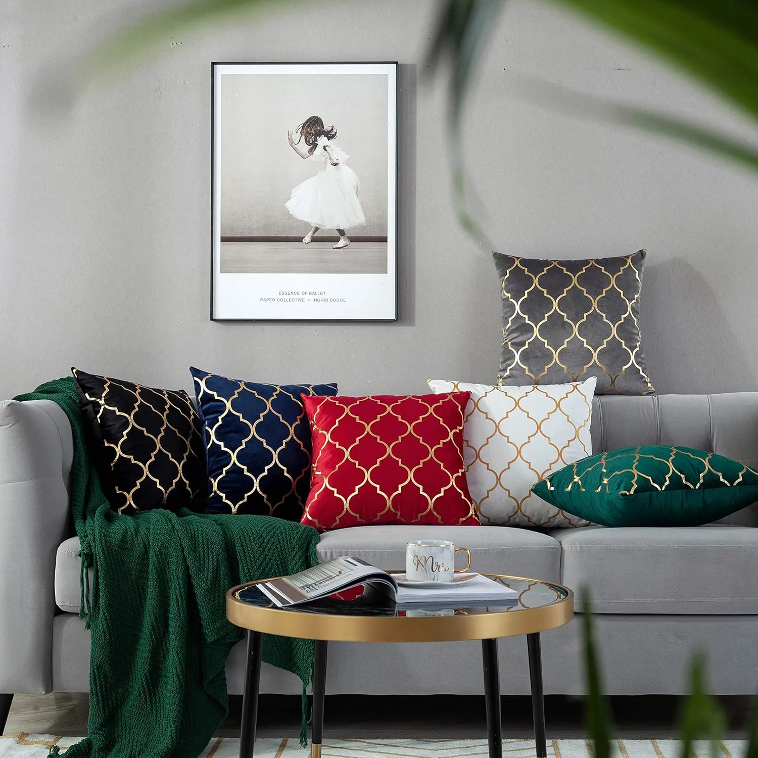 TAOSON Pack of 2,Moroccan Quatrefoil Geometric Bronzing Printed Cozy Soft Throw Pillow Cases Cushion Covers Shells for Sofa Couch Bed Home Decoration 18 x 18 Inches, Red and Gold