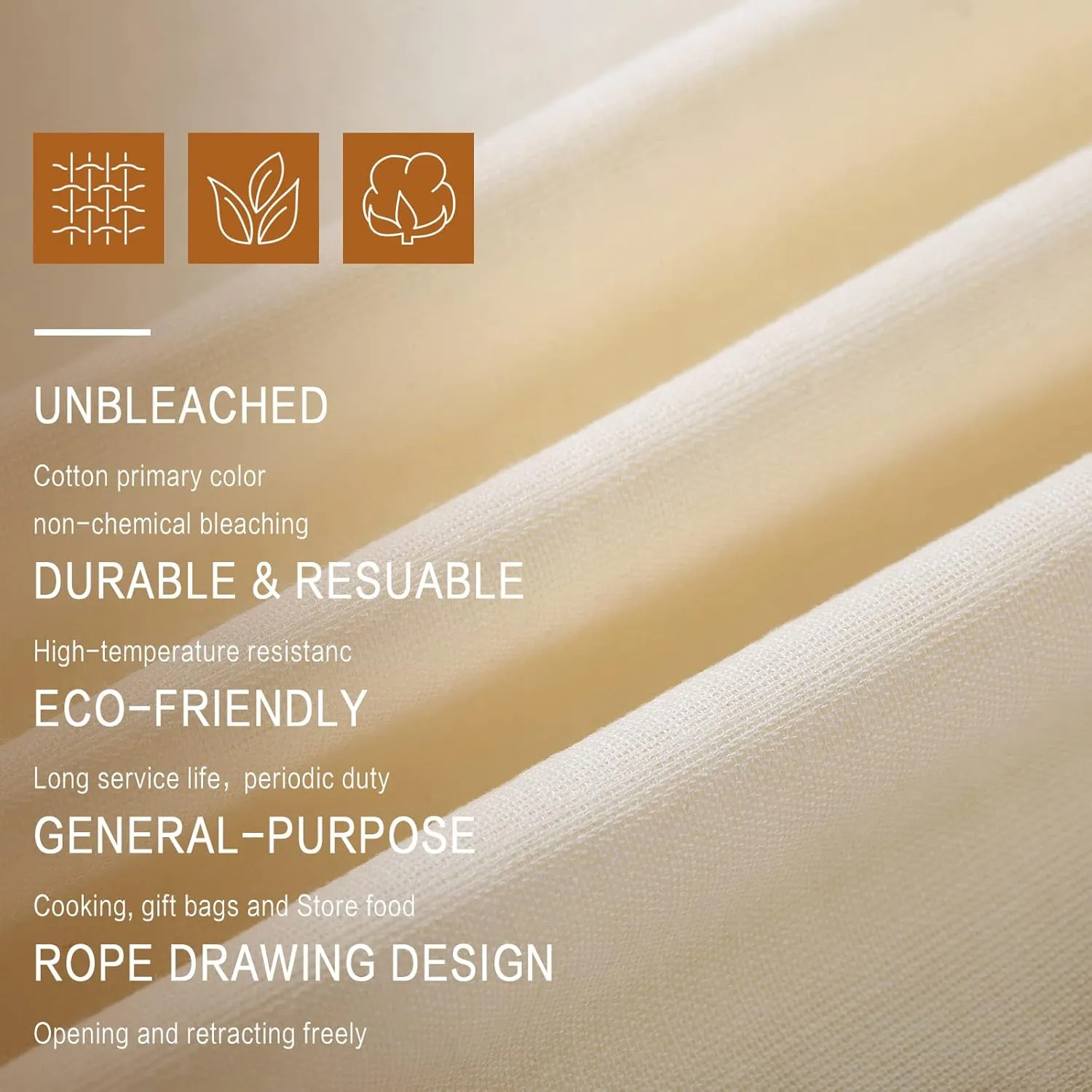 Tatuo 50 Pcs 12 x 15 Inches Cotton Bags with Drawstring Large Reusable Produce Bags Linen Empty Storage Pouches Canvas Fabric Sachet for Bread Food Storage