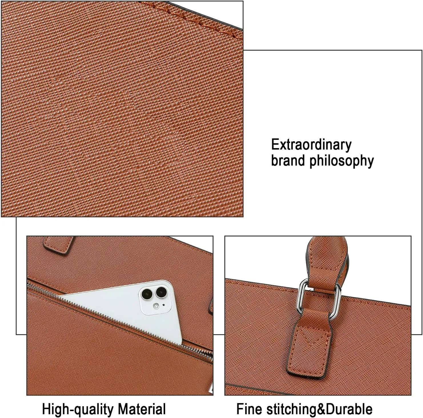 Telena Laptop Tote Bag for Women, 15.6 Inch Shoulder Tote Bag Leather Briefcase for Women, Large Capacity Handbag Bags