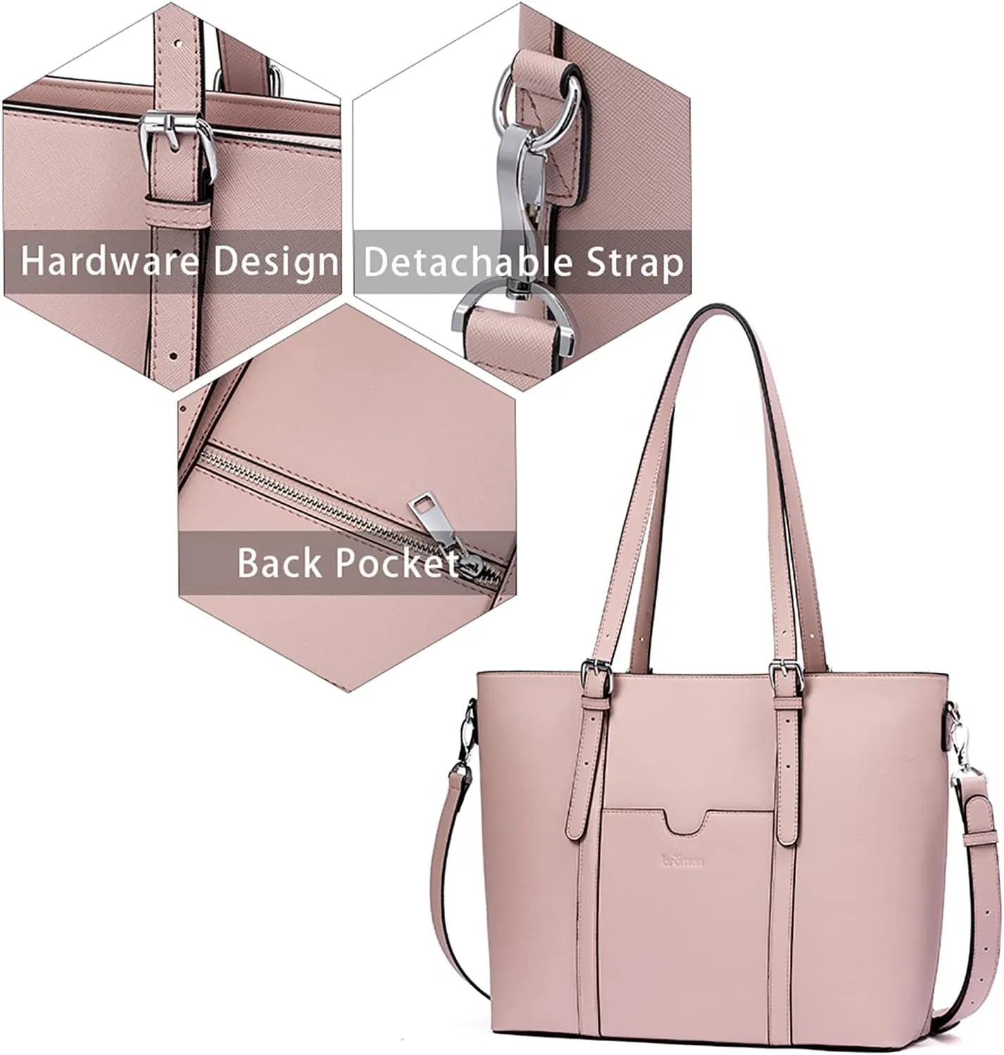 Telena Laptop Tote Bag for Women, 15.6 Inch Shoulder Tote Bag Leather Briefcase for Women, Large Capacity Handbag Bags