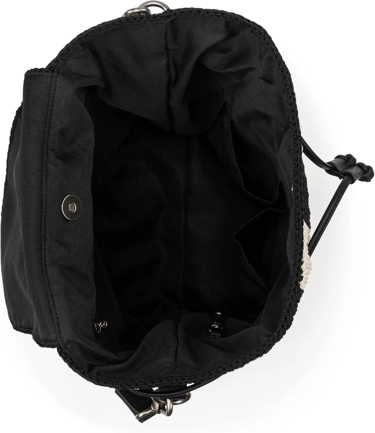 The Sak Sayulita Backpack - Hand Crochet Women's Backpack for Everyday & Travel - Daypack With Adjustable & Removable Straps - Black Stripe