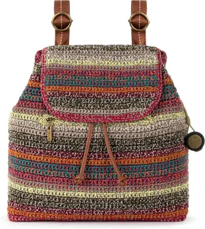 The Sak Sayulita Backpack - Hand Crochet Women's Backpack for Everyday & Travel - Daypack With Adjustable & Removable Straps - Sunset Stripe