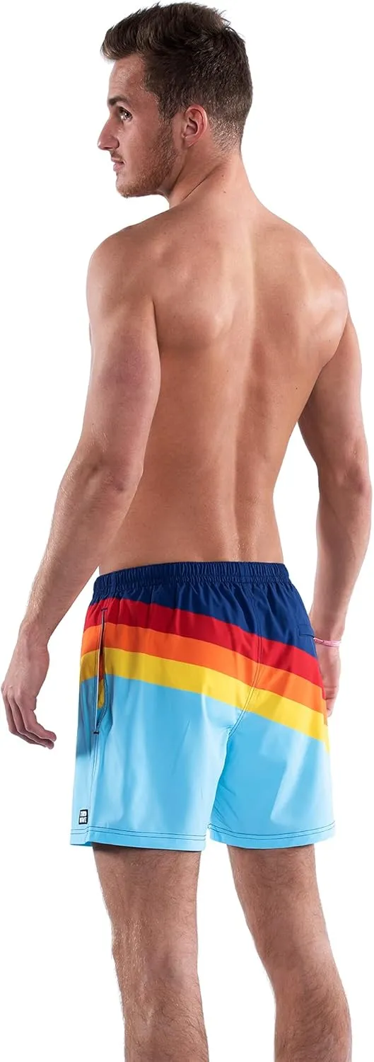Third Wave Swim Trunks with Compression Liner - Men's Premium 5 Inch Inseam Quick Dry Swim Shorts for Beach and Swimming