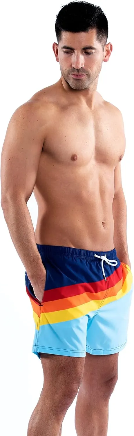 Third Wave Swim Trunks with Compression Liner - Men's Premium 5 Inch Inseam Quick Dry Swim Shorts for Beach and Swimming