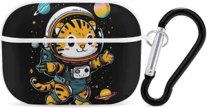 Tiger Astronaut Planet Funny Hard Case Compatible with Airpods Pro Earbuds Headset Cover Protective Storage Bag for Men Women